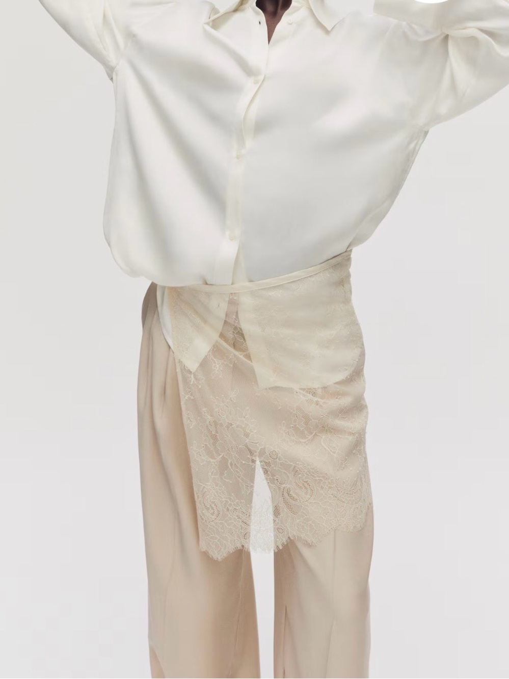 LACE HIP SCARF H&M Light Beige